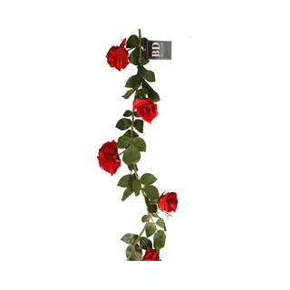 Bellatio Design Kunstbloem Slinger Rozen - 145 Cm - Rood - Bruiloft Versiering - Guirlande - Decoratie