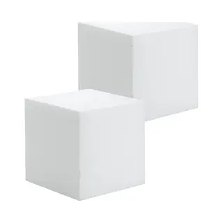 Glorex Hobby Piepschuim Hobby Vormen Kubus Blok - 2x - 15 X 15 Cm - Wit - Figuren Om Te Knutselen