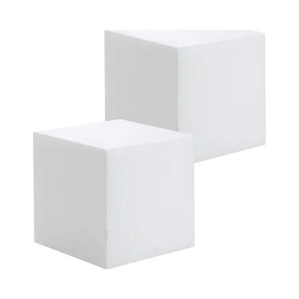 Glorex Hobby Piepschuim Hobby Vormen Kubus Blok - 2x - 15 X 15 Cm - Wit - Figuren Om Te Knutselen thumbnail