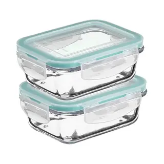 5Five Vershoudbakje Met Deksel - 2x - Glas - Luchtdicht - Met Clips - 14 X 10 X 5 Cm - 0, 73 L