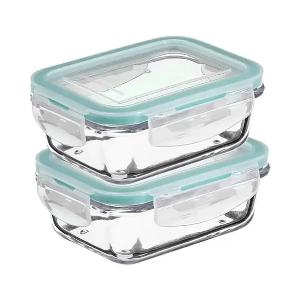 5Five Vershoudbakje Met Deksel - 2x - Glas - Luchtdicht - Met Clips - 14 X 10 X 5 Cm - 0, 73 L thumbnail