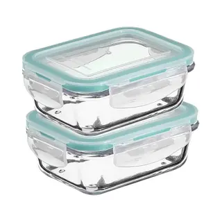 5Five Vershoudbakje Met Deksel - 2x - Glas - Luchtdicht - Met Clips - 17 X 11 X 6 - 540 Ml