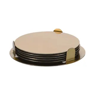 Bellatio Design Onderzetters - 6x - Goud - Rvs - 8, 5 Cm - Met Houder - Schuimlaag - Glasonderleggers
