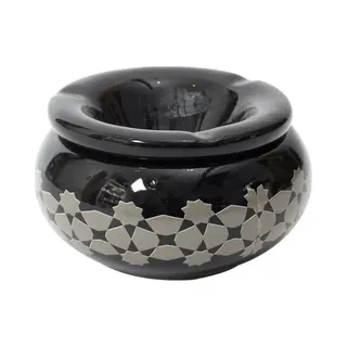 Home Deco Factory Storm Asbak Marrakesh - Kunststeen - D8 X H5 Cm - Zwart - Voor Binnen/balkon