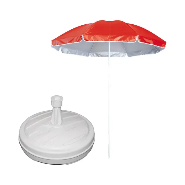 Tuin Parasol - Met Vulbare Parasolvoet - Doek Rood - D150 Cm - Polyester - Camping - Uv Straling Bestendig thumbnail