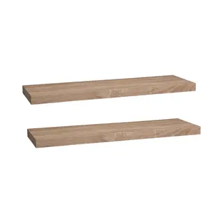 5five Zwevende Wandplank Bassline - 2x - Bruin Eiken - 80 Cm - Hout/Mdf - Boekenplank - Muurplank - Opbergplank - Hangplank