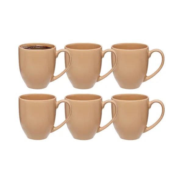 5Five Koffiemokken Venice - 6x Stuks - Keramiek - Beige - 480 Ml - 9 X 11 Cm thumbnail