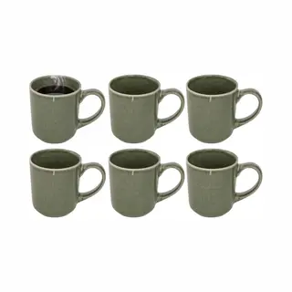 Secret De Gourmet Koffiemok - 6x - Olijfgroen - Keramiek - 420 Ml - Beker - Mokken