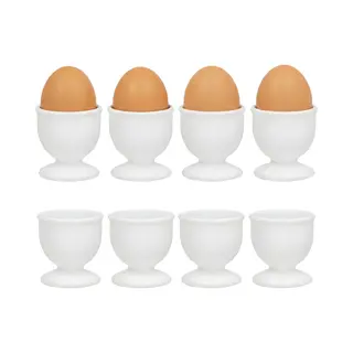 Gerimport Eierdopjes - 8x Stuks - Wit - Kunststof - 4 X 5 Cm - Voor Ontbijt /brunch / Pasen