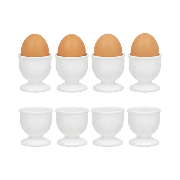 Gerimport Eierdopjes - 8x Stuks - Wit - Kunststof - 4 X 5 Cm - Voor Ontbijt /brunch / Pasen thumbnail