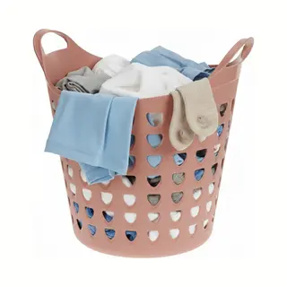 Excellent Houseware Flexibele Wasmand - Oud Roze - 26 Liter - Kunststof - 40 X 41 Cm