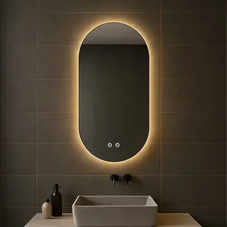 Bayt Badkamerspiegel - Badkamerspiegel Met Verlichting - Ovale Spiegel - Wandspiegel - 2 Lichtstanden - Anti-Condens - 50 X 90 Cm