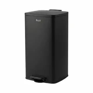 Bayt Prullenbak - Prullenbak 60 Liter - Pedaalemmer 60 Liter - Vuilnisbak 60 Liter - Afvalbak - Rvs - Zwart