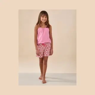Little Label - Lola Shortama Meisjes - Donkerroze Ikat 170-176 16Y - Maat, 170/176 - Bio-katoen