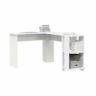 VidaXL Hoekbureau Met Plank Wit 140 X 113, 5 X 75 Cm Bewerkt Hout