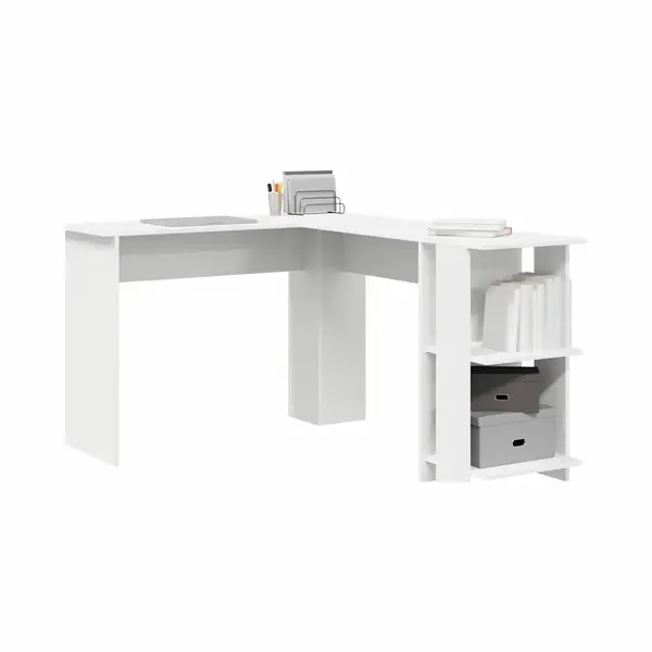 VidaXL Hoekbureau Met Plank Wit 140 X 113, 5 X 75 Cm Bewerkt Hout thumbnail