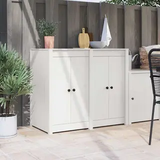 VidaXL Keukendeuren Voor Buiten, 2 Stuks, Wit, 50 X 9 X 82 Cm, Massief Grenenhout