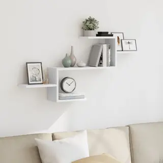 Wall Shelf White 104x15x49 Cm Engineered Wood Vidaxl