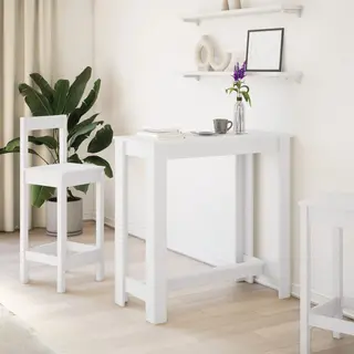 VidaXL Bar Table/Kitchen Counter/Bistro - White Engineered Wood 102x50x103.5 Cm - Modern Rectangular Tall Dining Pub Table