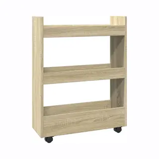 VidaXL - Opbergtrolley - Smal - 3-laags - Bewerkt - Hout - Sonoma - Eikenkleurig