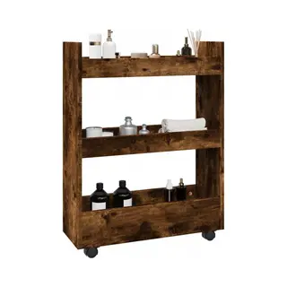 Vidaxl - Narrow Storage Trolley 3 Tier Smoked Oak Engineered Wood