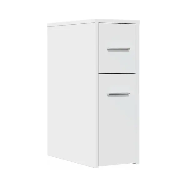 VidaXL Badkamerkast Smal Met Wielen Bewerkt Hout Wit thumbnail