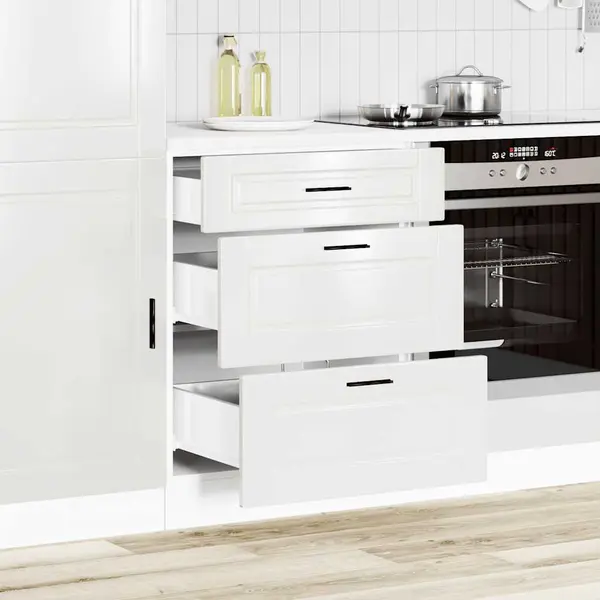 VidaXL Kitchen Base Cabinet Porto High Gloss White Engineered Wood thumbnail