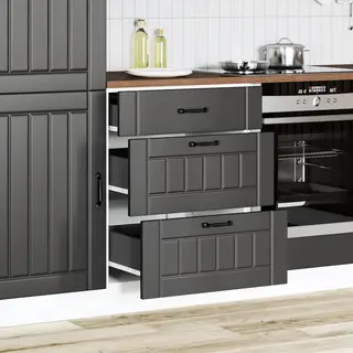 Küchen-unterschrank Lucca Schwarz Holzwerkstoff - Vidaxl