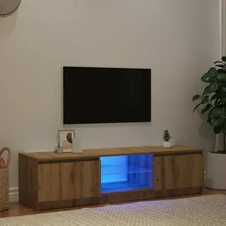 VidaXL Tv Stand/Cabinet–Engineered Wood/Led Lights, 140x40x35.5 Cm, Artisan Oak, Living Room Storage Unit