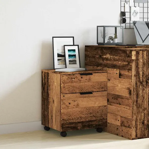 Vidaxl - Mobile File Cabinet With Wheels Old Wood 45x38x54 Cm Engineered Wood thumbnail