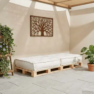 VidaXL Modulaire Bankstel 70x70x36 Crèmekleurig Stof