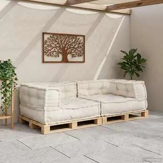 VidaXL 2-zits Modulaire Bank 140x70x36 Crèmekleurig Stof