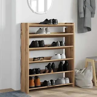VidaXL Schoenenrek 80x25x100 Cm Bewerkt Hout Artisanaal Eikenkleur