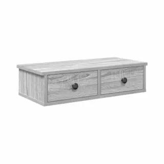 VidaXL Wall Shelf - 60x25x15 Cm Engineered Wood - Grey Sonoma With Drawers - Functional Floating Storage For Living Room/bedroom