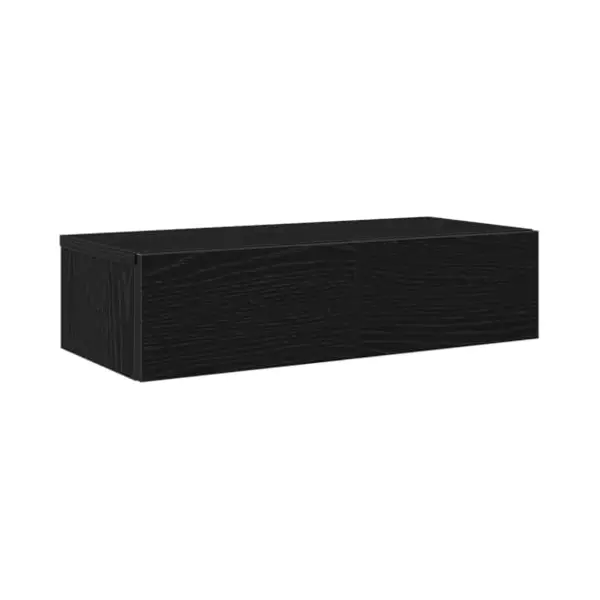 VidaXL Wall Shelf With Drawers Black 60x26.5x15 Cm Engineered Wood, Wall Shelf With Cabinet, Wall Mounted Storage Cabinet, Wall Storage Unit thumbnail