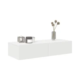 Wall Shelf With Drawers White 80x33x17 Cm Engineered Wood Vidaxl