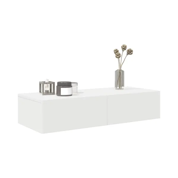 Wall Shelf With Drawers White 80x33x17 Cm Engineered Wood Vidaxl thumbnail