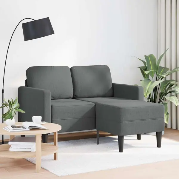 VidaXL Tweezitsbank Met Chaise Longue L-vorm Donkergrijs 125 Cm Stof thumbnail
