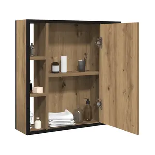 VidaXL Artisan Oak Bathroom Mirror Cabinet 60x16x60cm - Engineered Wood, Wall-Mounted Storage With Modern Design