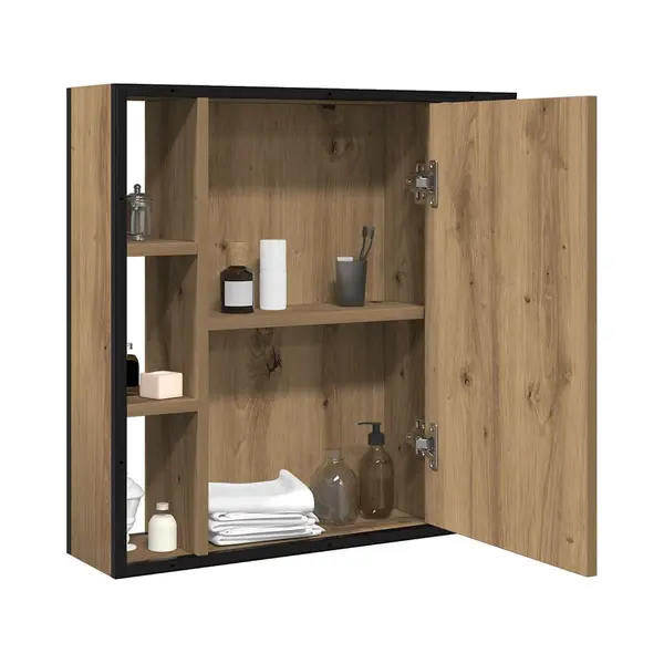 VidaXL Artisan Oak Bathroom Mirror Cabinet 60x16x60cm - Engineered Wood, Wall-Mounted Storage With Modern Design thumbnail