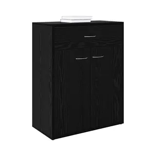 VidaXL Dressoir Met Lade Zwart Eiken 60 X 30 X 75 Cm Bewerkt Hout