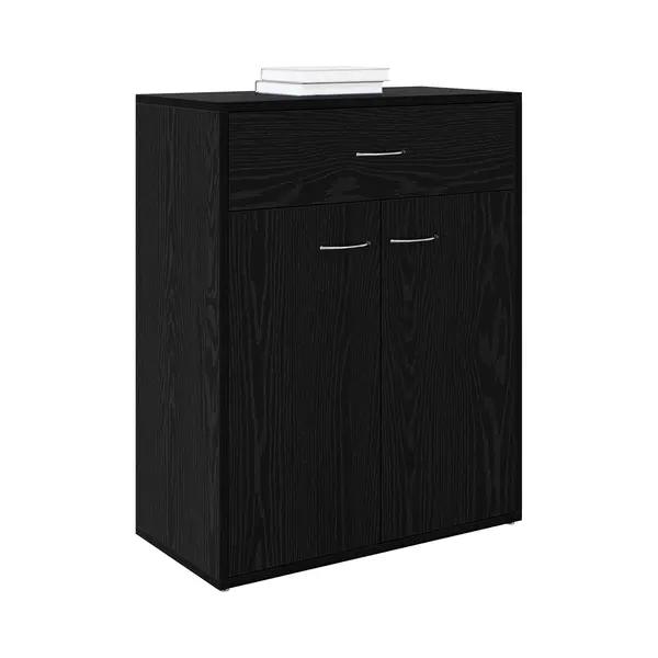 VidaXL Dressoir Met Lade Zwart Eiken 60 X 30 X 75 Cm Bewerkt Hout thumbnail