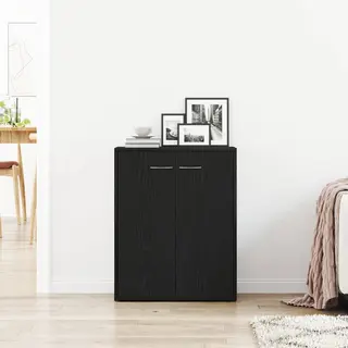 VidaXL Dressoir Zwart Eiken 60x30x75 Cm Engineered Wood