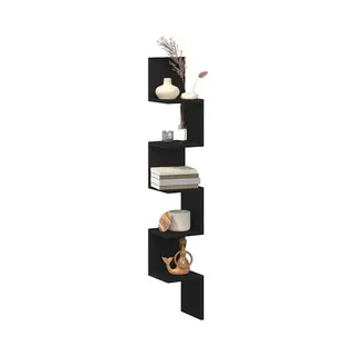 VidaXL Hoekplank Eiken Zwart 20 X 20 X 127, 5 Cm Bewerkt Hout, Rechthoekige Hoekplank, Wandrek, Ruimtebesparend Design, Decoratieve Opslag Voor Je