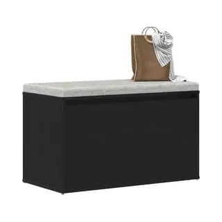 VidaXL Entreebank Eiken Zwart 80 X 40 X 45 Cm Technisch Hout, Rechthoekige Opbergbank, Moderne Zitting Voor Entree, Functioneel En Stadsmeubel