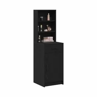 VidaXL Highboard Black Oak 40 X 40.5 X 135 Cm Engineered Wood, Stylish Living Room Storage, Rectangular Highboard Unit, Minimalist Furniture,
