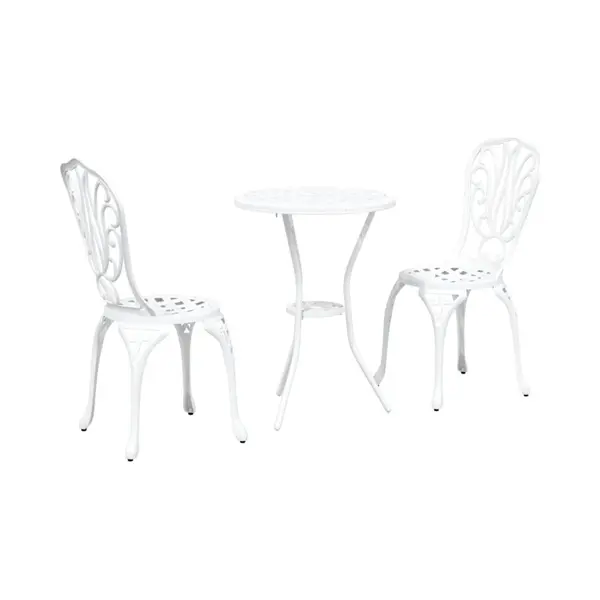 Garden Bistro Set 3 Pcs White Aluminium Vidaxl thumbnail