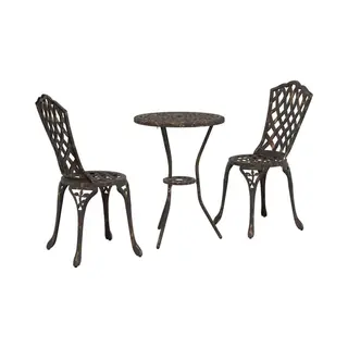 Garten Bistro Set 3 Pcs Bronzefarben Aluminium Vidaxl