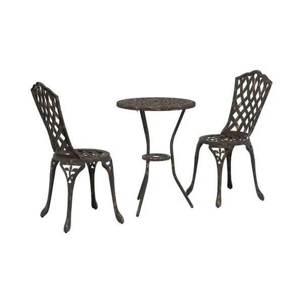 Garden Bistro Set 3 Pcs Bronze Aluminium Vidaxl thumbnail