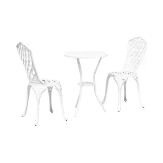 Garden Bistro Set 3 Pcs White Aluminium Vidaxl